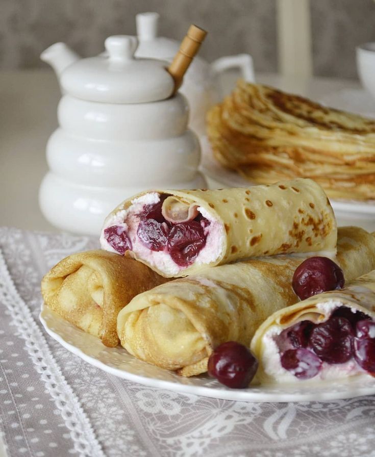 Blini with cottage cheese and cherries 8 pcs