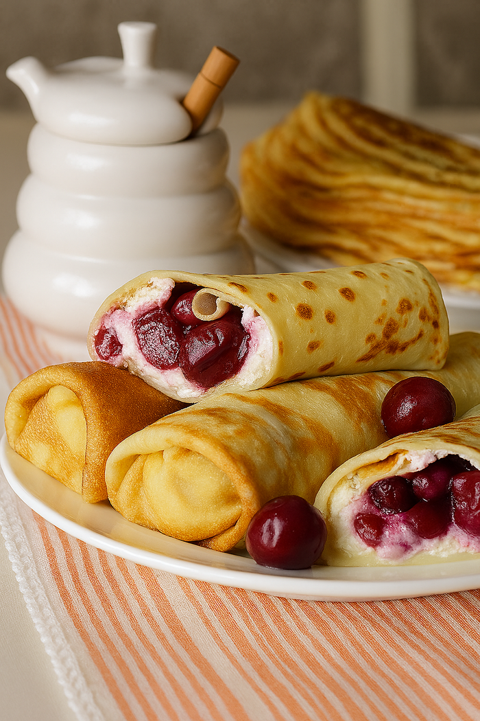 Bliny with Quark and Cherry Filling